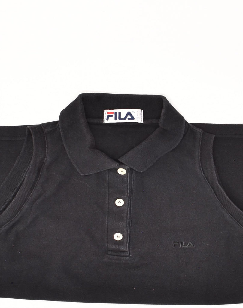 FILA Womens Sleeveless Polo Shirt IT 44 Medium Black Cotton | Vintage Fila | Thrift | Second-Hand Fila | Used Clothing | Messina Hembry 