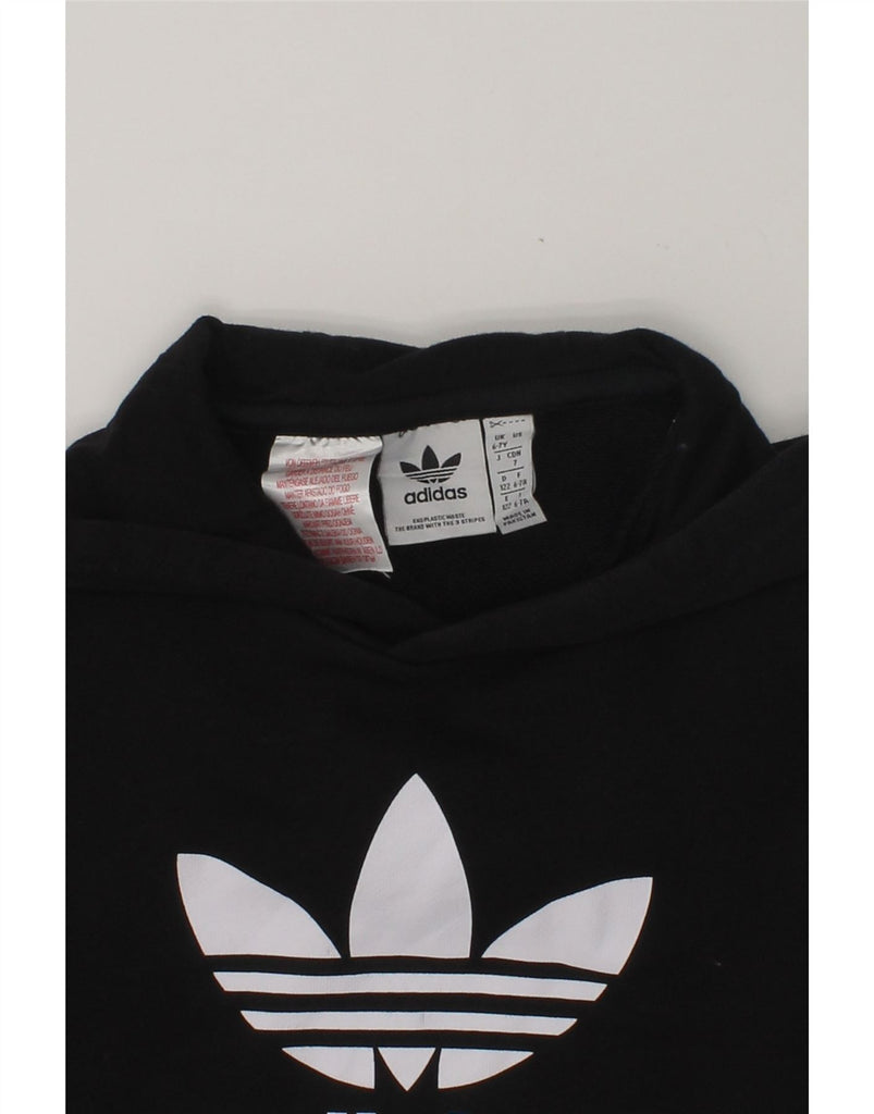 ADIDAS Boys Graphic Hoodie Jumper 6-7 Years Black Cotton | Vintage Adidas | Thrift | Second-Hand Adidas | Used Clothing | Messina Hembry 