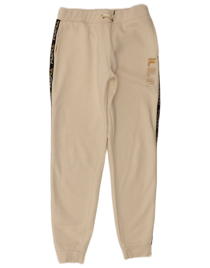 Fila Womens Graphic Tracksuit Trousers Joggers UK 14 Medium Beige Polyester