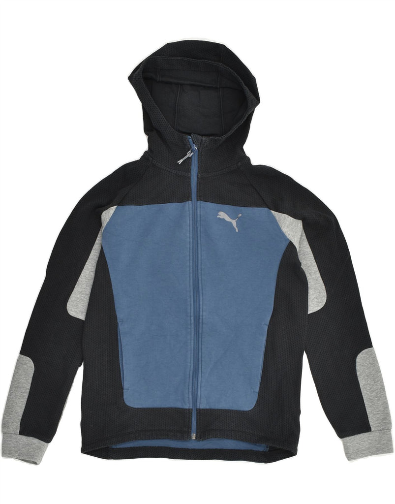 PUMA Boys Zip Hoodie Sweater 13-14 Years Blue Colourblock Cotton | Vintage Puma | Thrift | Second-Hand Puma | Used Clothing | Messina Hembry 