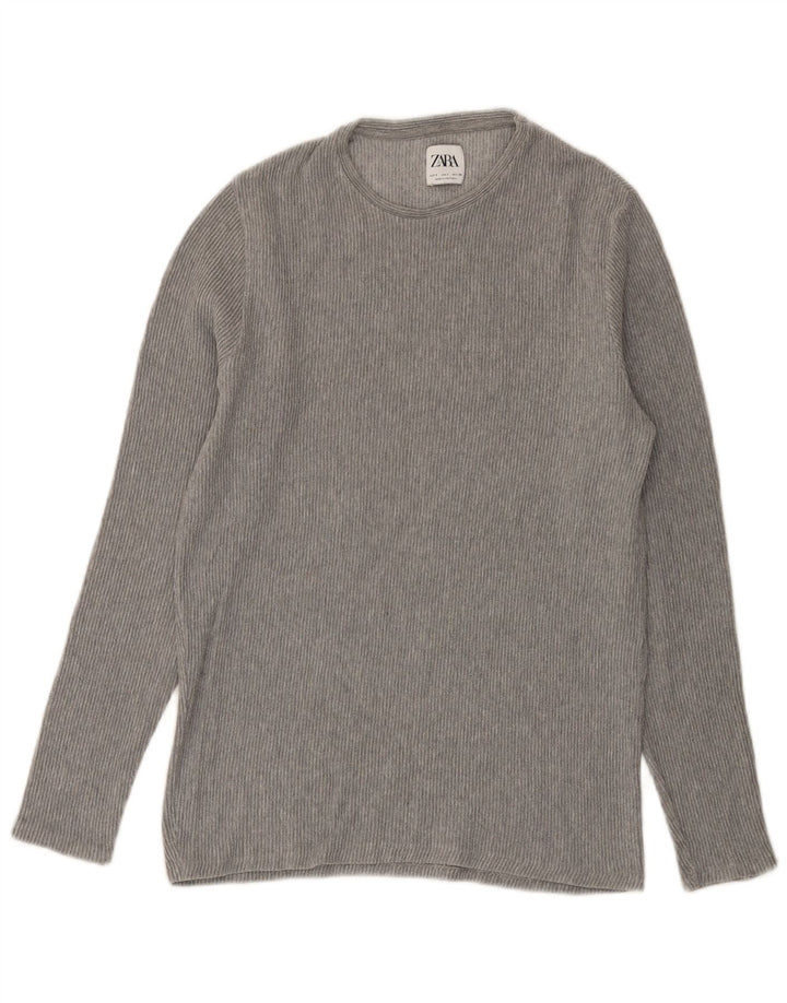 Zara Mens Top Long Sleeve Small Grey
