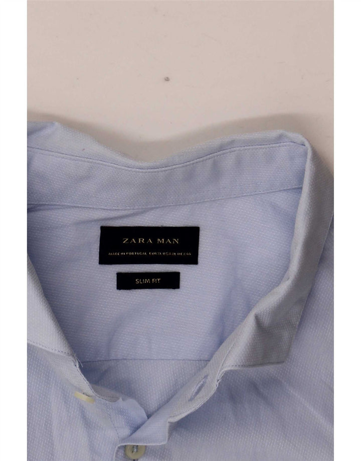 Zara Mens Slim Fit Shirt XL Blue
