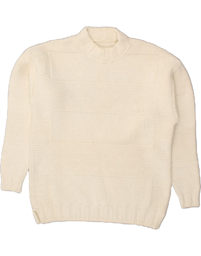 VINTAGE Mens Turtle Neck Jumper Sweater Large Beige Cotton | Vintage Vintage | Thrift | Second-Hand Vintage | Used Clothing | Messina Hembry 