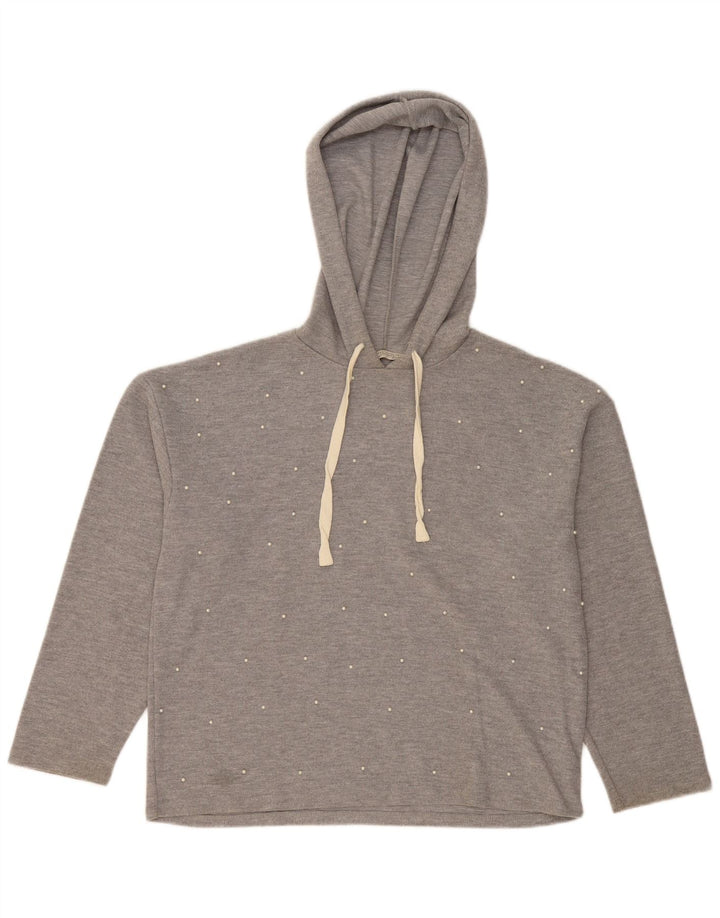 Zara Womens Trafaluc Oversized Hoodie Jumper UK 14 Medium Grey Polyester