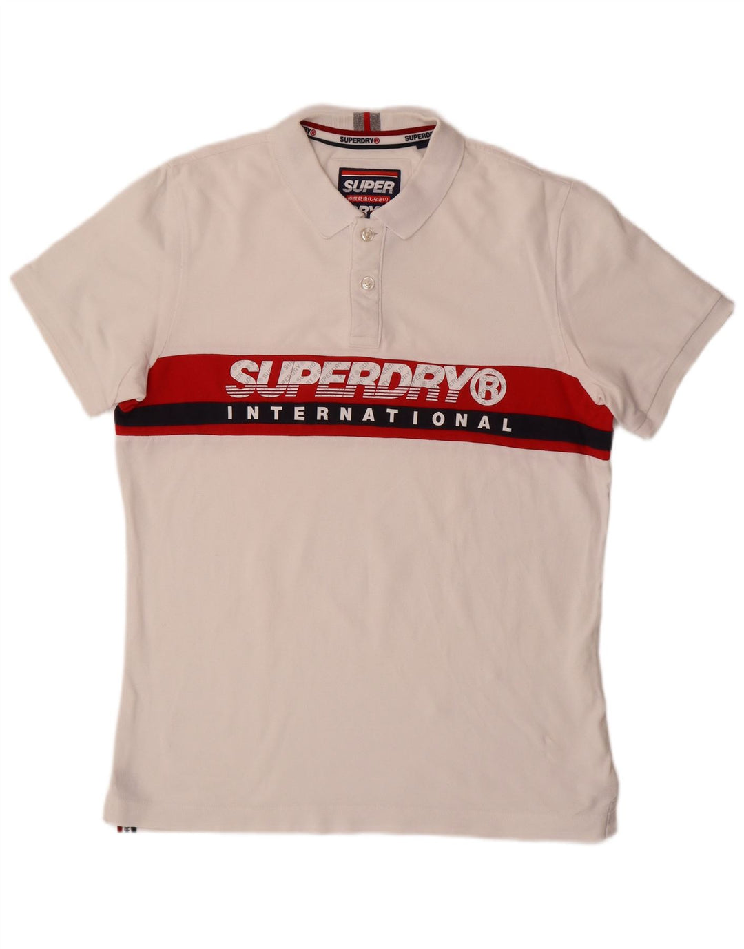 SUPERDRY Mens Graphic Polo Shirt 2XL White Colourblock
