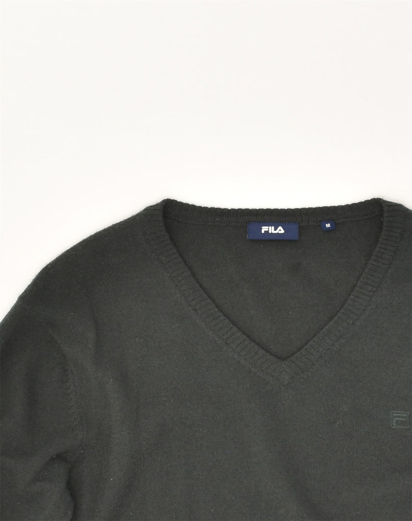 FILA Mens V-Neck Jumper Sweater Medium Grey Wool | Vintage Fila | Thrift | Second-Hand Fila | Used Clothing | Messina Hembry 