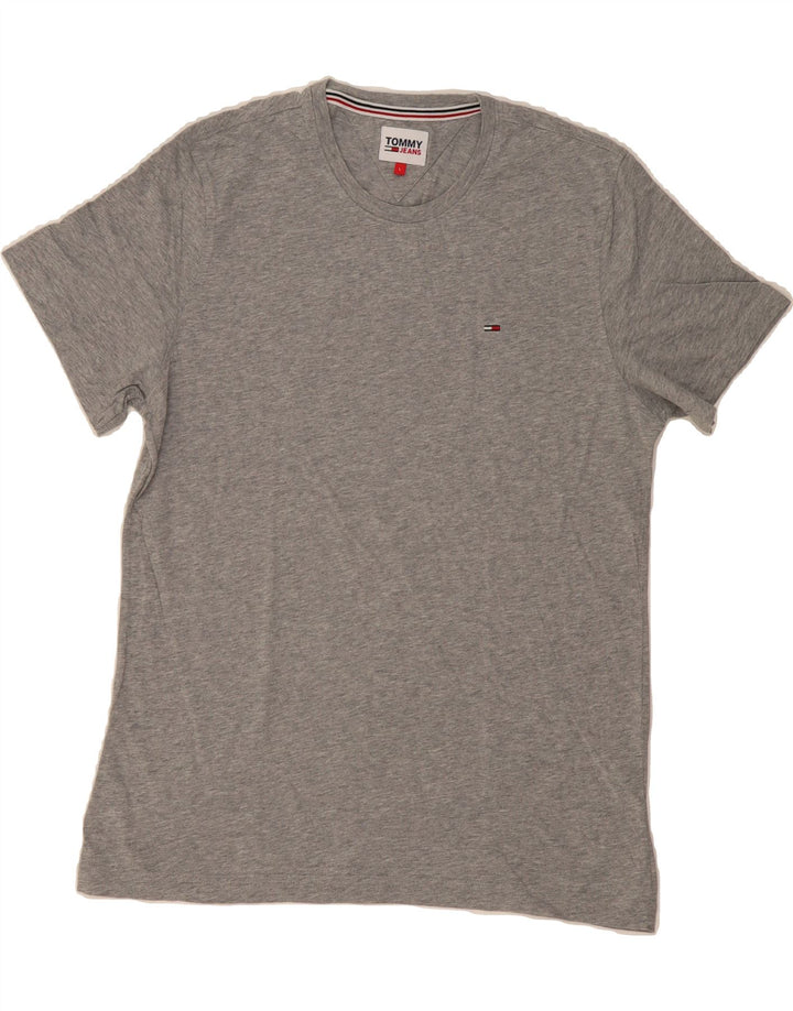 TOMMY HILFIGER Mens Graphic T-Shirt Top Large Grey Cotton Vintage Tommy Hilfiger and Second-Hand Tommy Hilfiger from Messina Hembry 