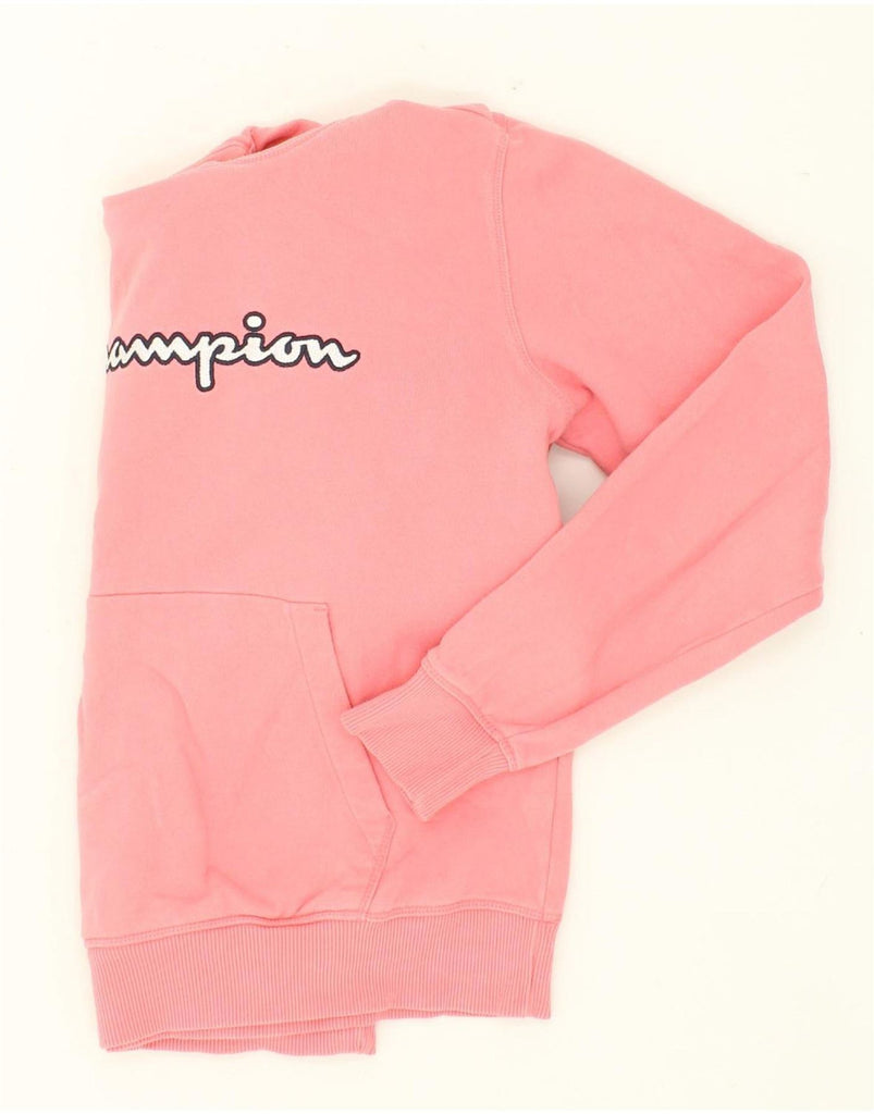 CHAMPION Womens Graphic Hoodie Jumper UK 10 Small Pink Cotton Vintage Champion and Second-Hand Champion from Messina Hembry 