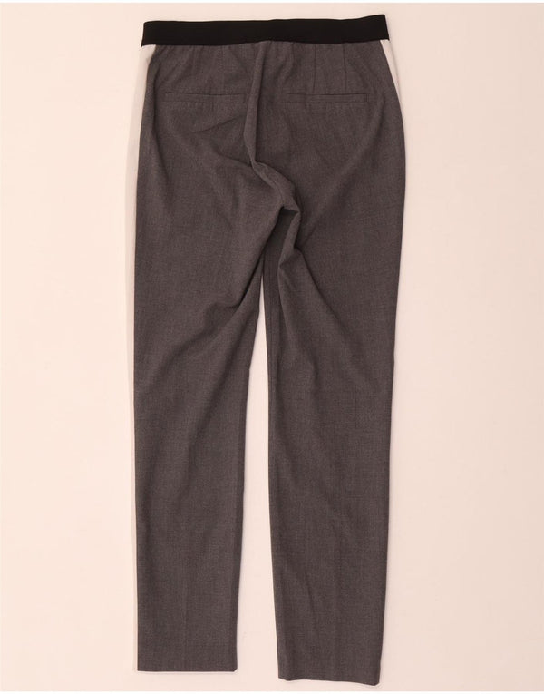 Zara Womens Slim Chino Trousers Small W26 L28 Grey Colourblock Polyester