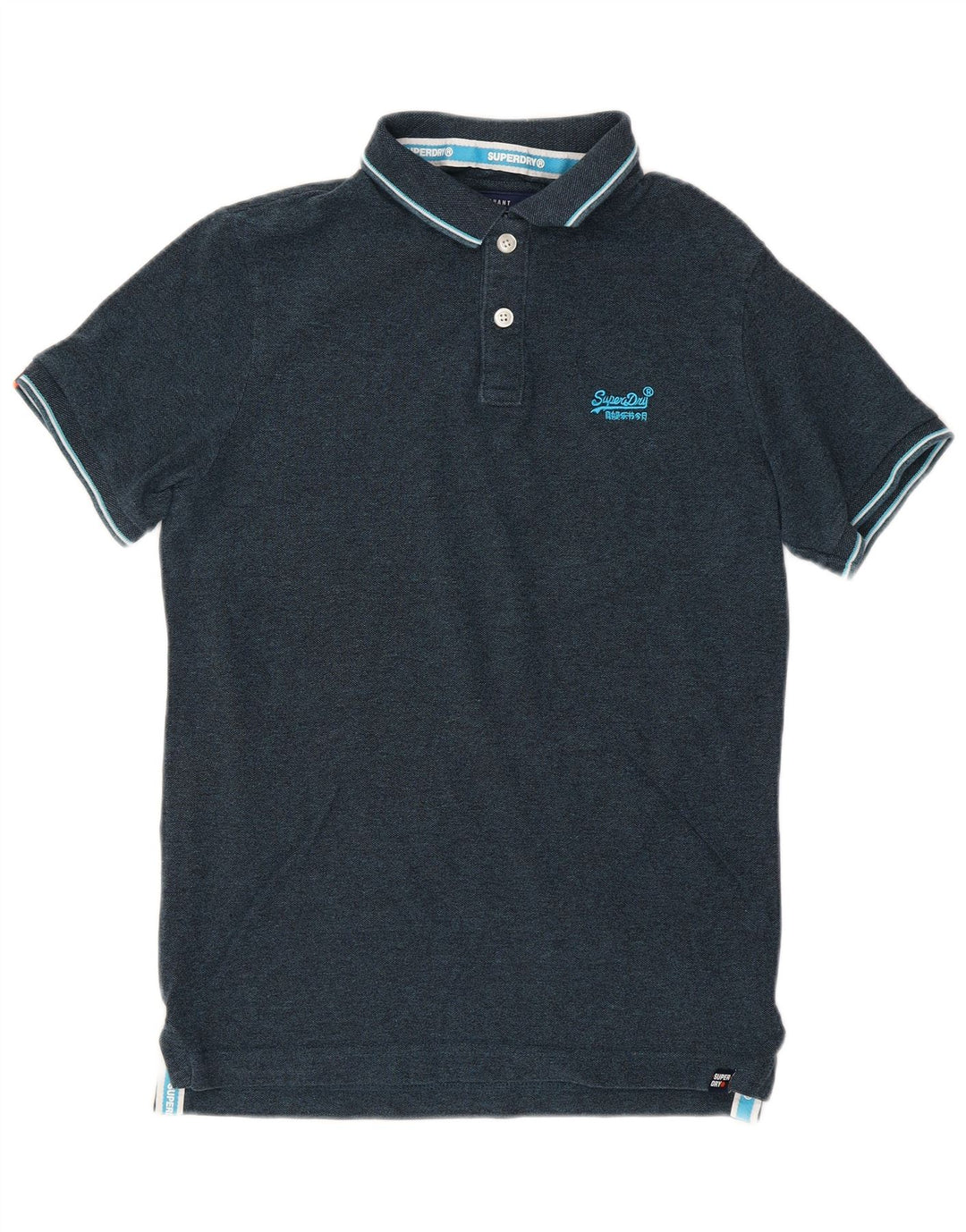 SUPERDRY Mens Polo Shirt Medium Navy Blue Cotton