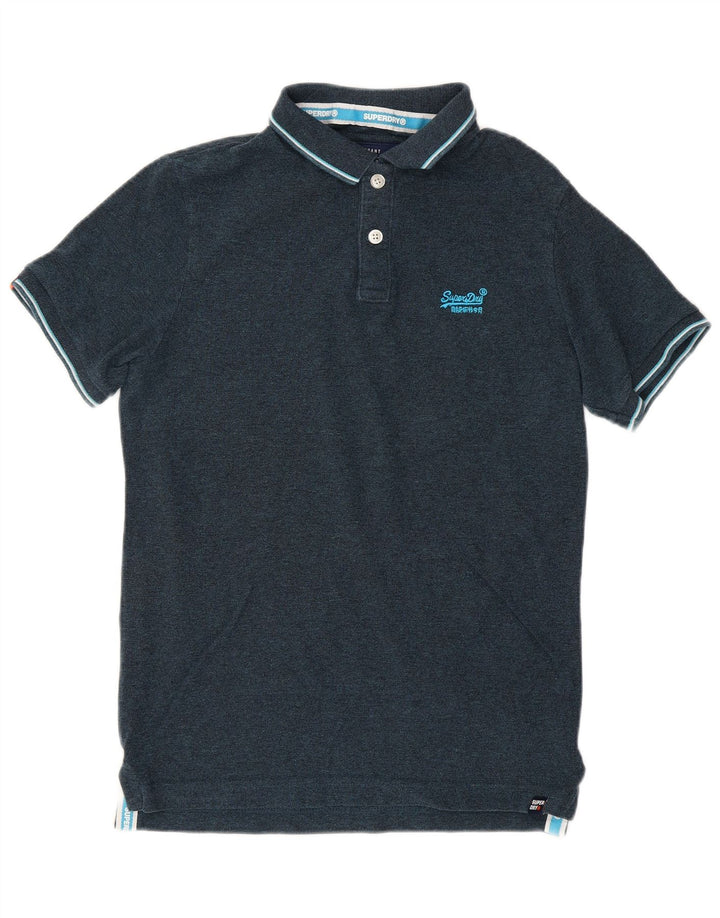 SUPERDRY Mens Polo Shirt Medium Navy Blue Cotton