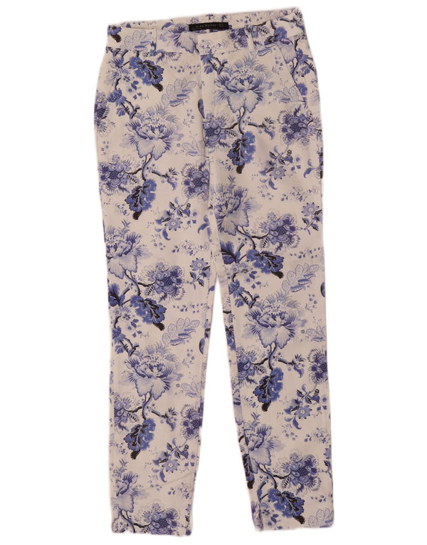 Zara Womens Slim Chino Trousers EU 34 2XS W24 L27 White Floral
