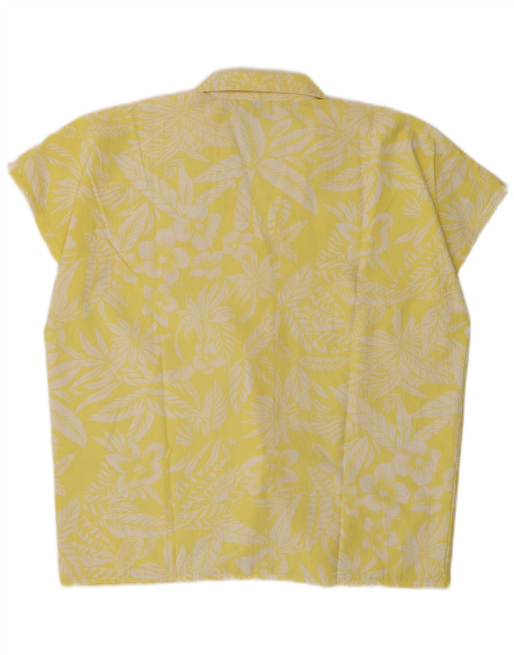 C & A Womens Short Sleeve Oversized Shirt Blouse EU 40 Medium Yellow Floral