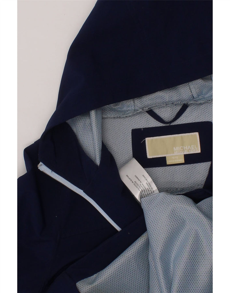 MICHAEL KORS Girls Hooded Rain Jacket 10-11 Years Navy Blue Polyester Vintage Michael Kors and Second-Hand Michael Kors from Messina Hembry 