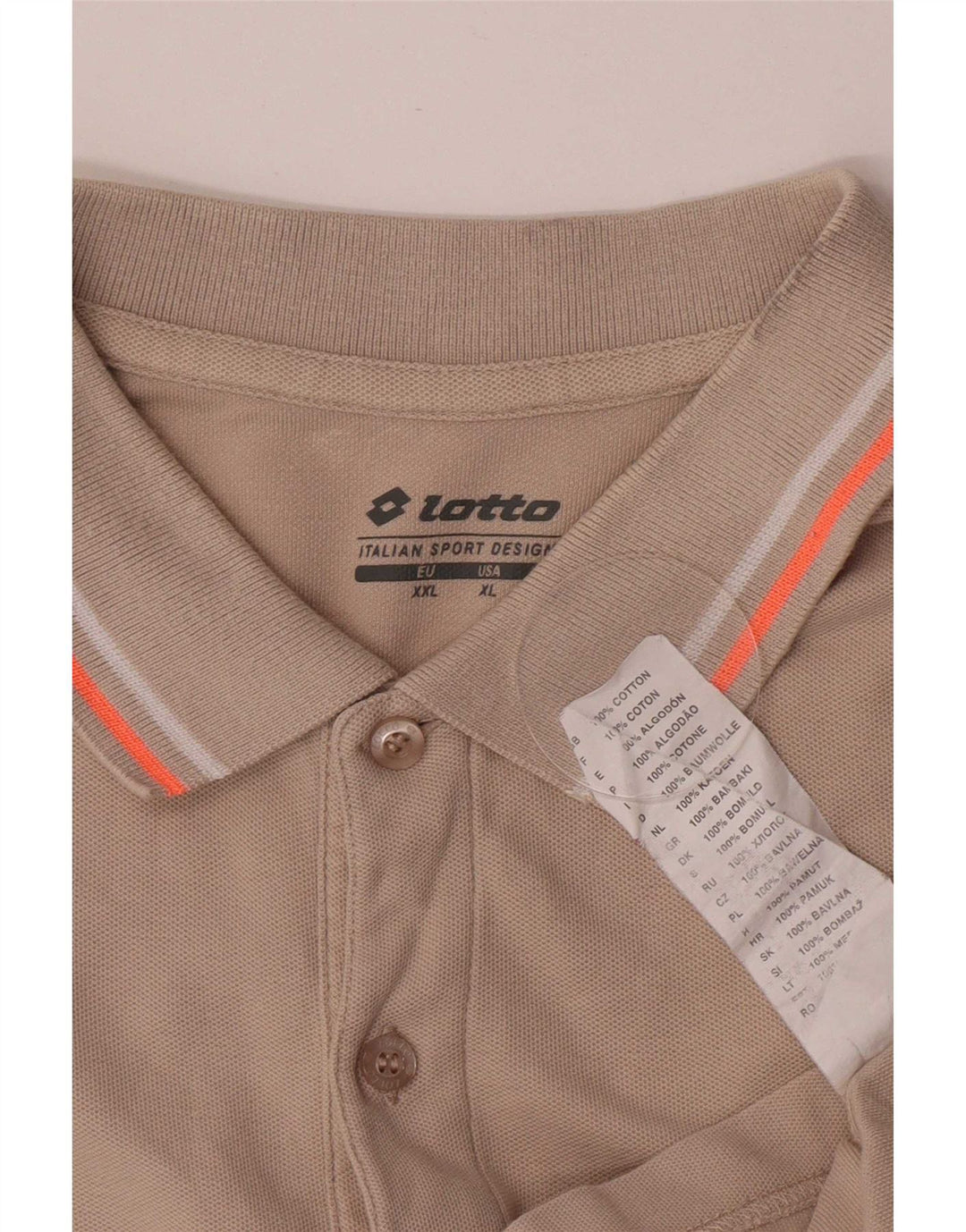 Lotto Mens Polo Shirt XL Beige Cotton