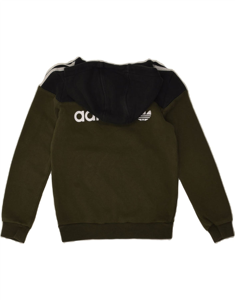 ADIDAS Boys Graphic Hoodie Jumper 9-10 Years  Khaki Colourblock Cotton | Vintage Adidas | Thrift | Second-Hand Adidas | Used Clothing | Messina Hembry 