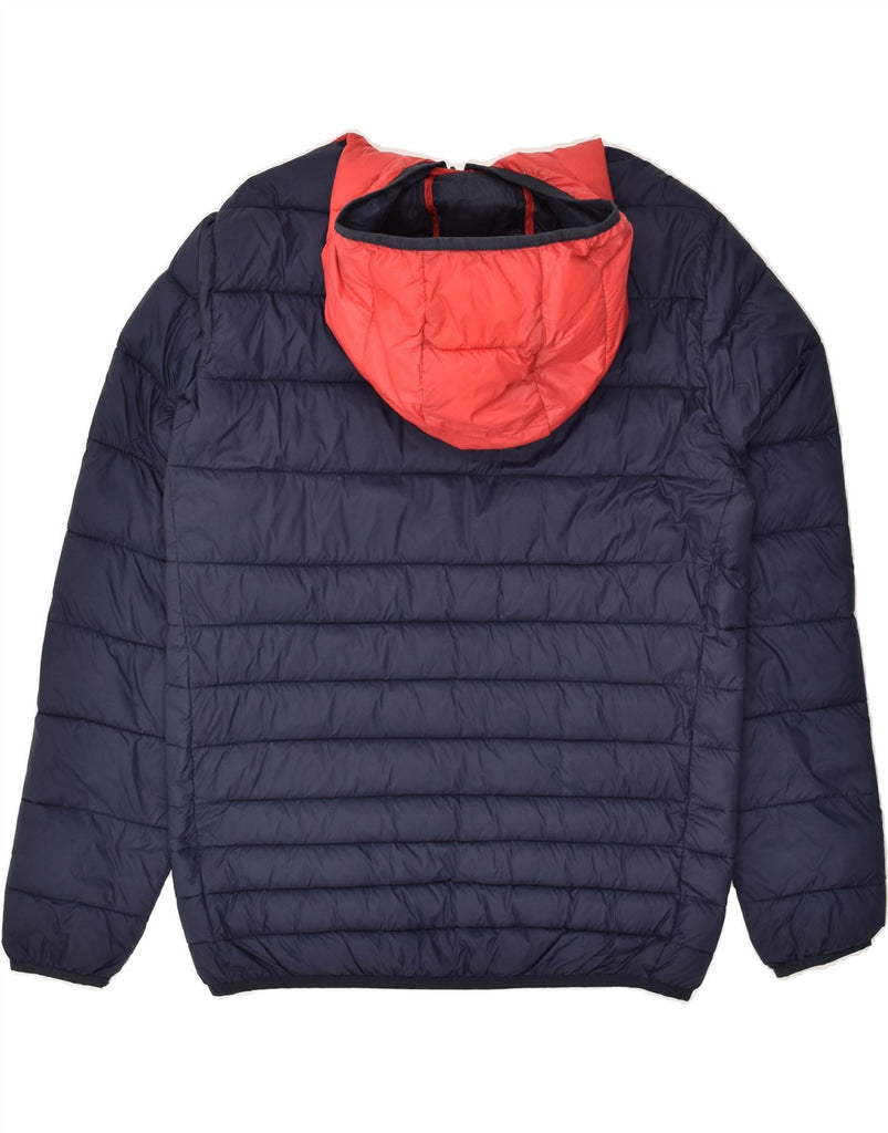 JACK & JONES Mens Hooded Padded Jacket UK 40 Large Navy Blue Colourblock | Vintage Jack & Jones | Thrift | Second-Hand Jack & Jones | Used Clothing | Messina Hembry 