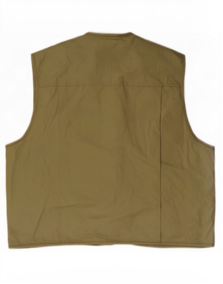 Vintage Mens Utility Gilet IT 58 4XL Khaki Cotton