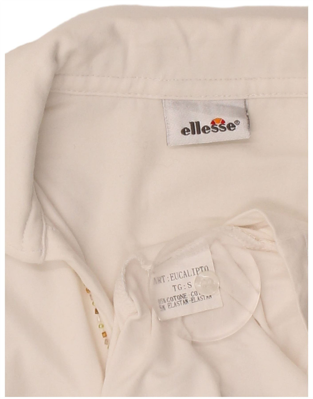 ELLESSE Womens Polo Shirt UK 8 Small White Cotton