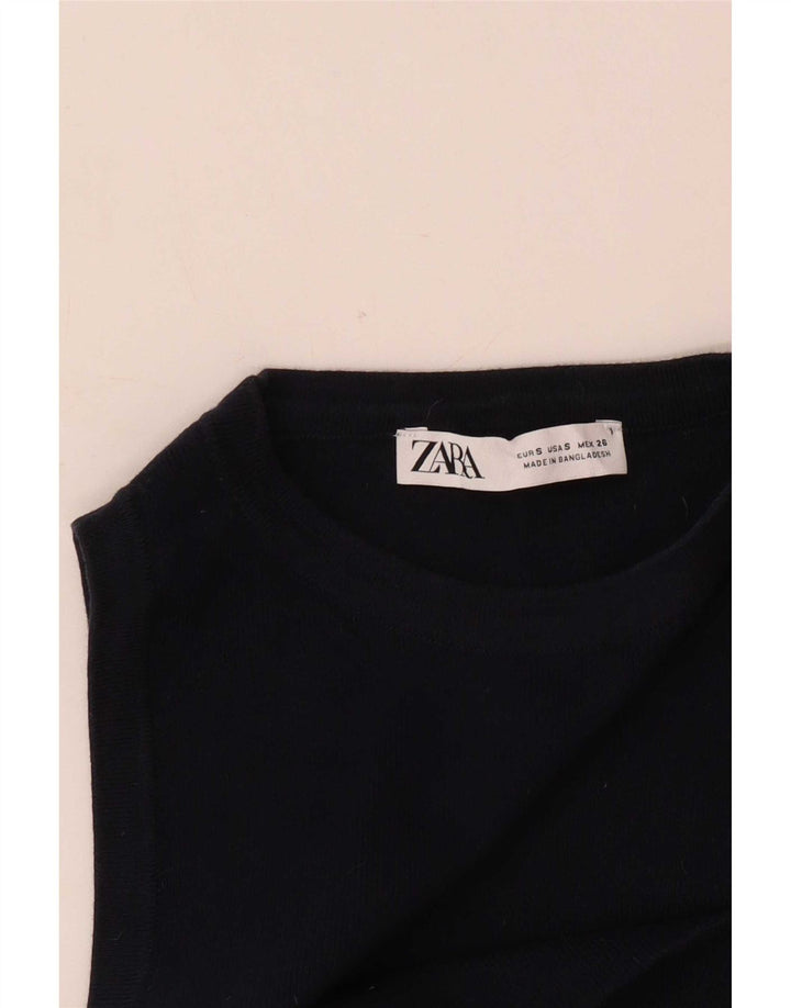Zara Womens Vest Top UK 8 Small Navy Blue