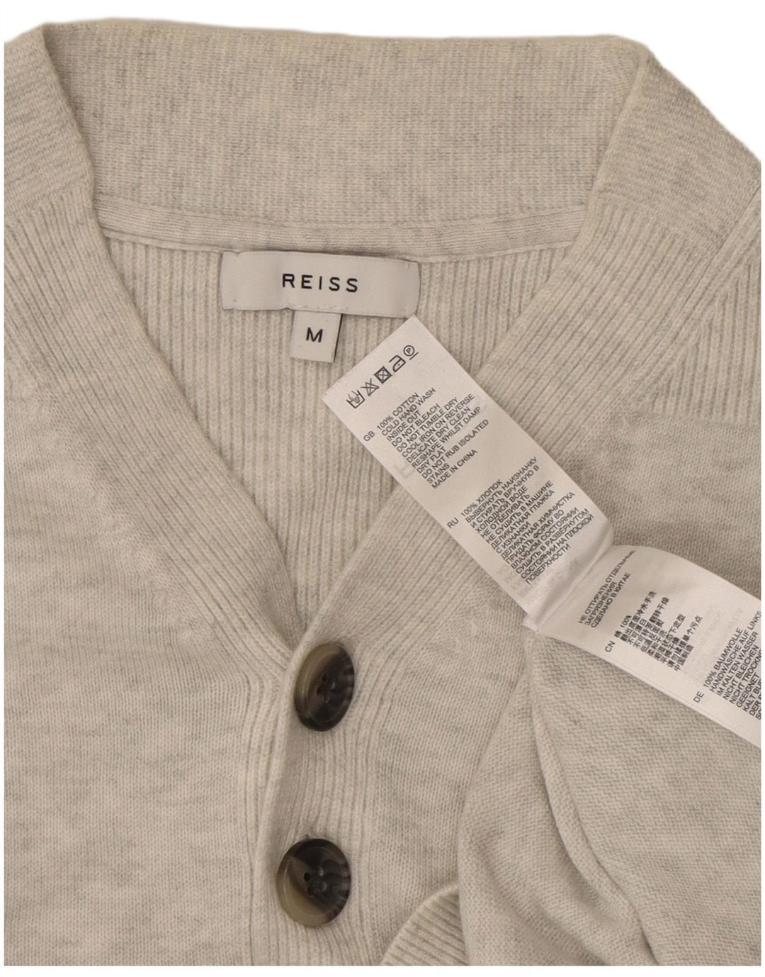 Reiss Mens V-Neck Jumper Sweater Medium Grey Flecked