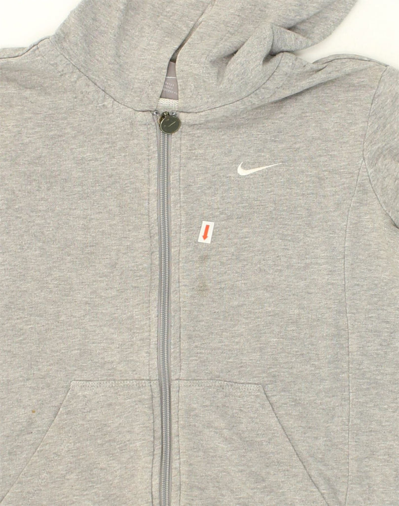 NIKE Womens Zip Hoodie Sweater UK 10 Small Grey Cotton | Vintage Nike | Thrift | Second-Hand Nike | Used Clothing | Messina Hembry 