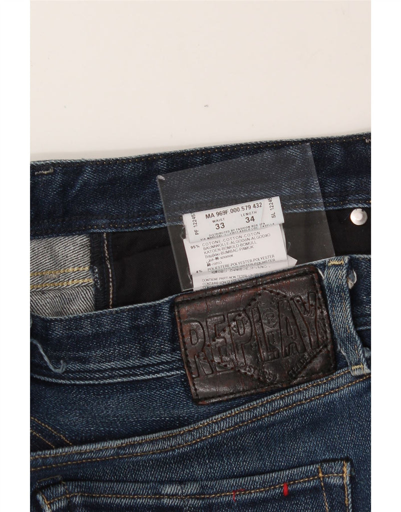 REPLAY Mens Slim Jeans W33 L34 Blue Cotton Vintage Replay and Second-Hand Replay from Messina Hembry 