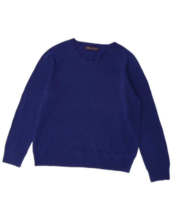 Marks & Spencer Womens Boat Neck Jumper Sweater UK 16 Large Blue Acrylic