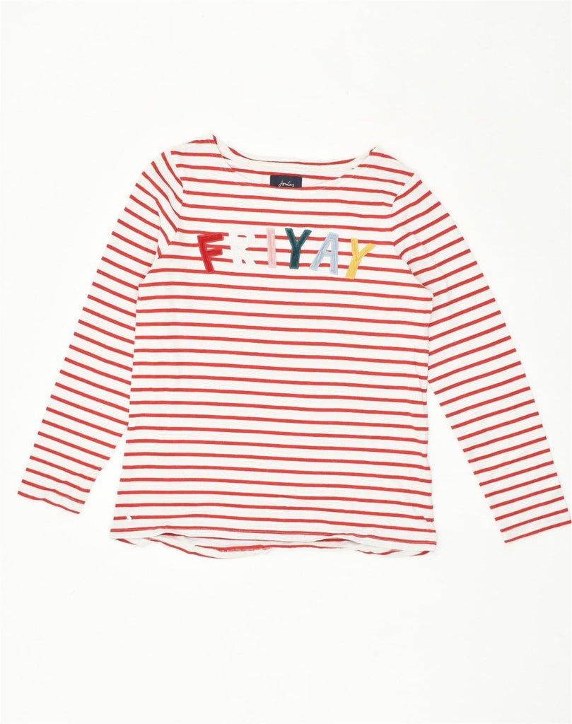 JOULES Womens Graphic Top Long Sleeve UK 12 Medium Red Striped Cotton | Vintage Joules | Thrift | Second-Hand Joules | Used Clothing | Messina Hembry 