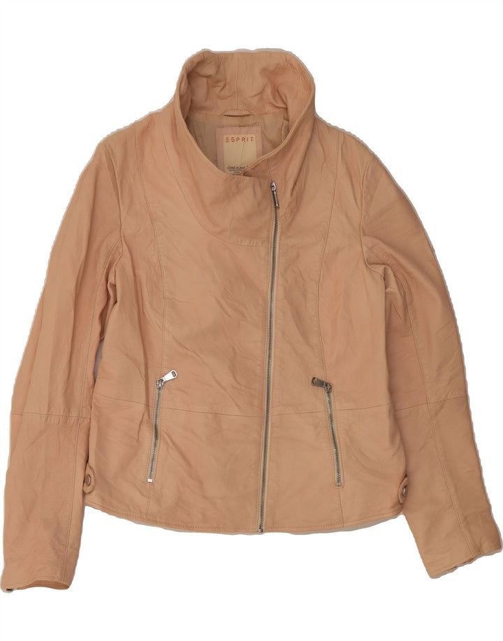 ESPRIT Womens Leather Jacket UK 14 Medium Beige Leather Vintage Esprit and Second-Hand Esprit from Messina Hembry 