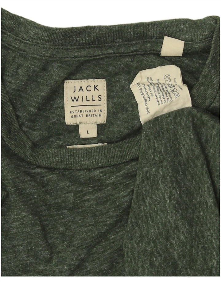 JACK WILLS Mens T-Shirt Top Large Green Cotton