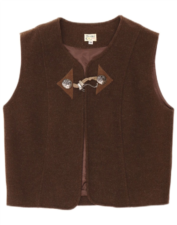Distler Womens Trachten Waistcoat EU 38 Medium Brown Wool