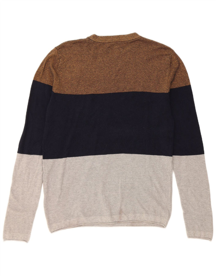 Jack & Jones Mens Crew Neck Jumper Sweater Large Multicoloured Colourblock