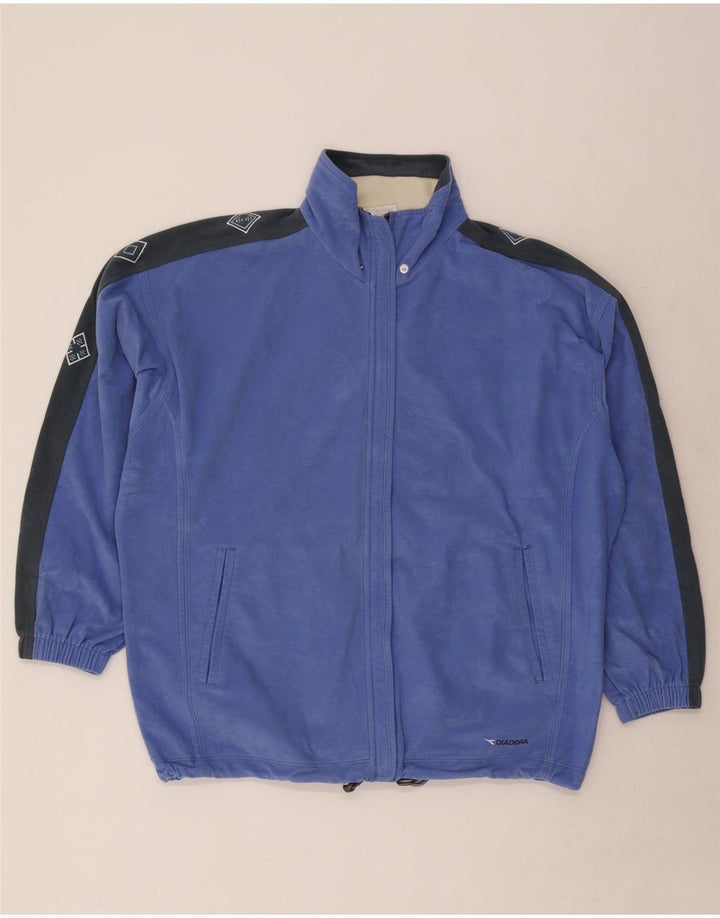 Diadora Womens Oversized Graphic Tracksuit Top Jacket UK 14 Medium Blue