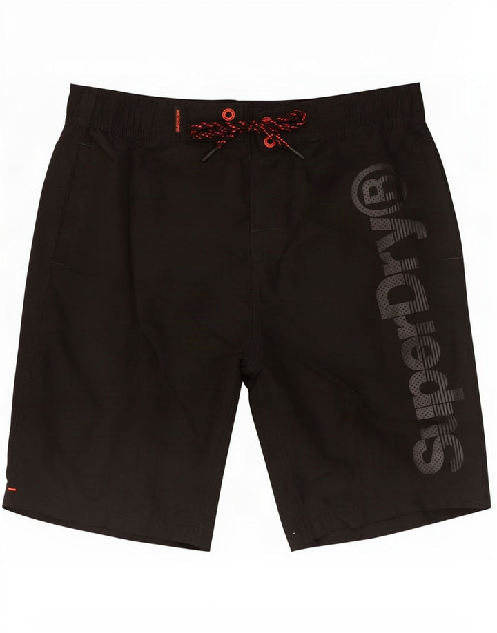 Superdry Mens Graphic Swimming Shorts Small Black Polyester