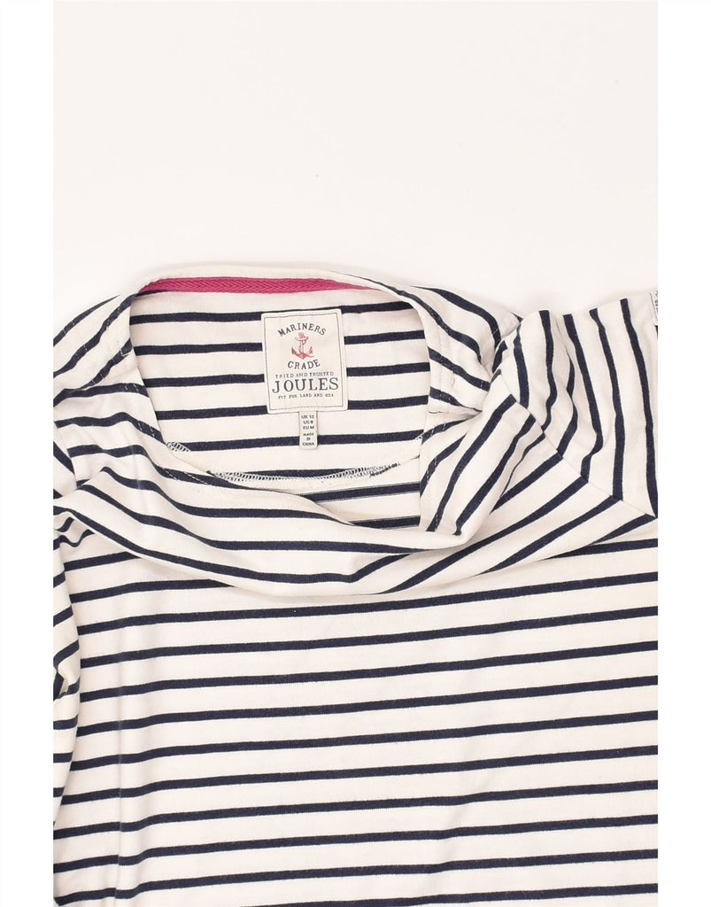 JOULES Womens Top Long Sleeve UK 12 Medium White Striped Cotton | Vintage Joules | Thrift | Second-Hand Joules | Used Clothing | Messina Hembry 