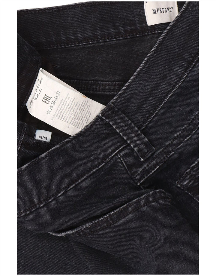 Mustang Mens Cropped Straight Jeans W34 L24 Navy Blue Cotton