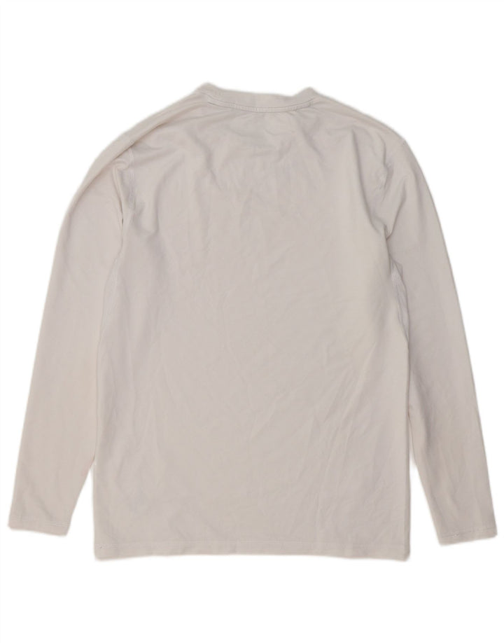 RUSSELL ATHLETIC Mens Top Long Sleeve UK 38/40 Medium White Polyester