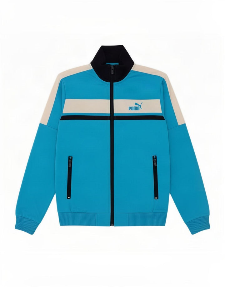 Puma Boys Tracksuit Top Jacket 11-12 Years Blue Colourblock Polyester