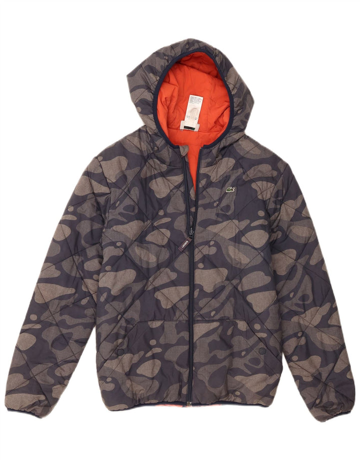 Lacoste Boys Hooded Padded Jacket 13-14 Years Navy Blue Camouflage