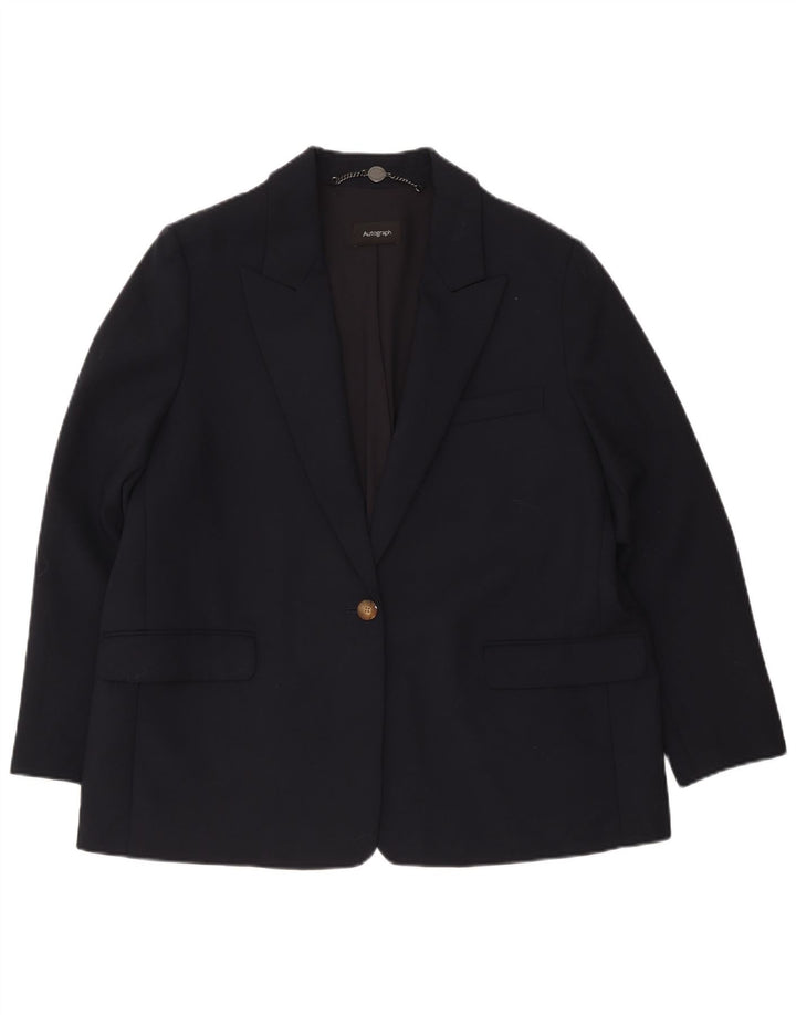 Marks & Spencer Womens 1 Button Oversized Blazer Jacket UK 18 XL Navy Blue
