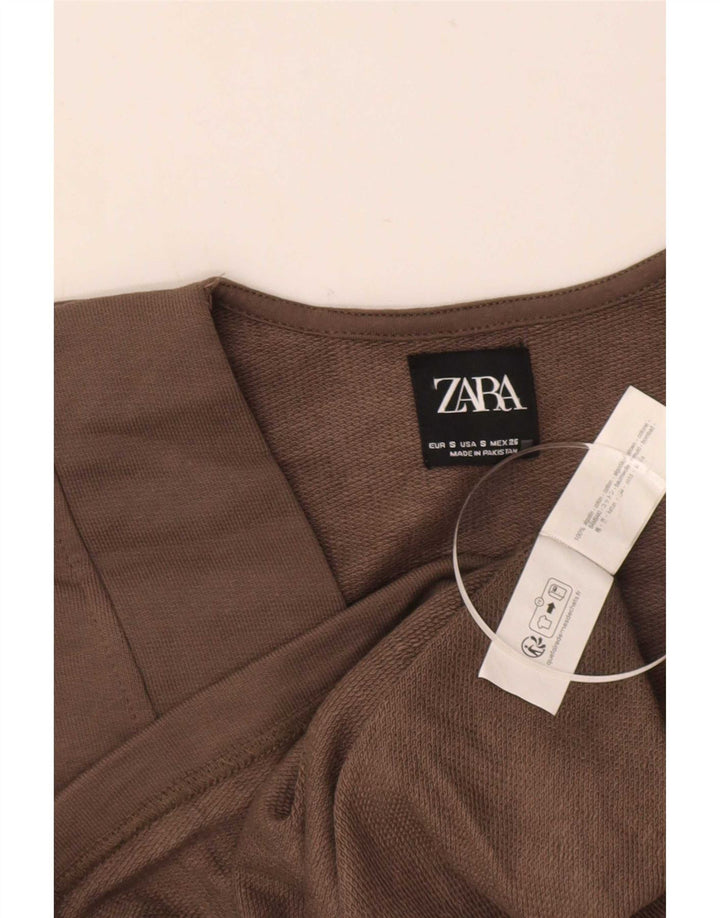 Zara Womens Oversized Vest Top UK 10 Small Brown Cotton