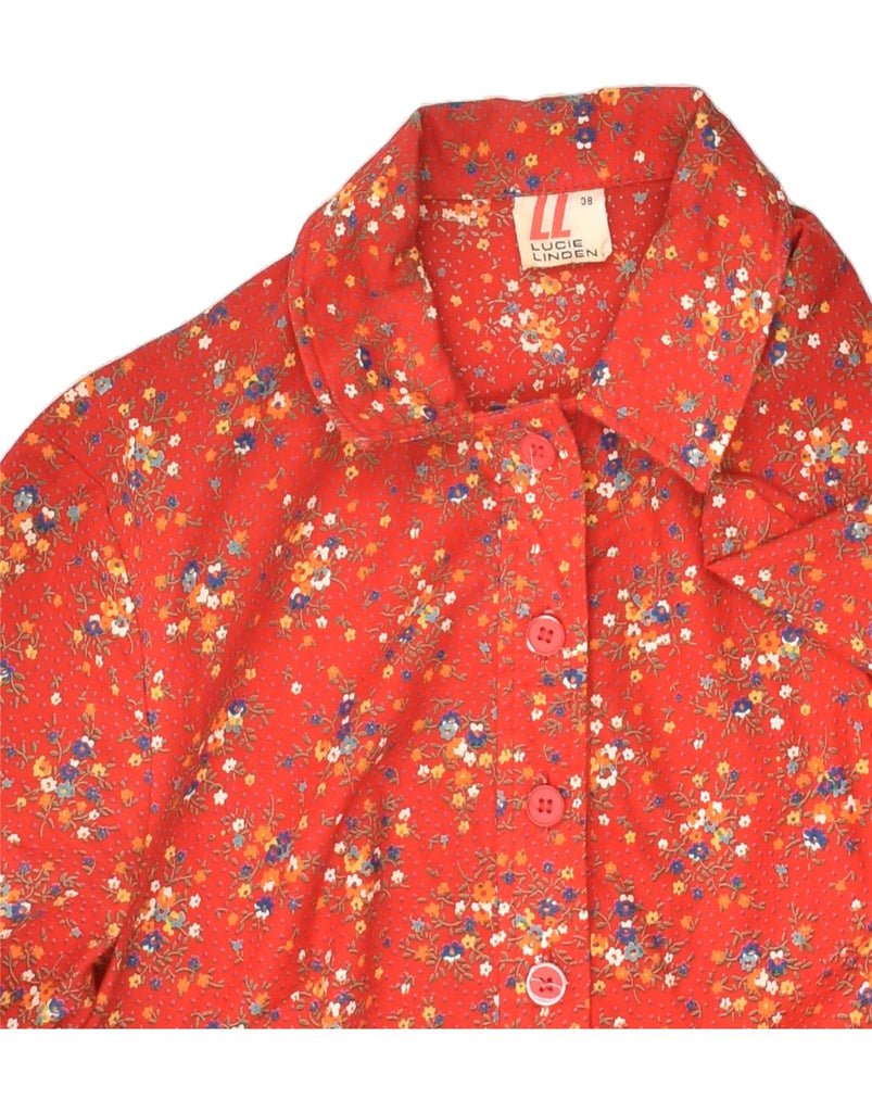 VINTAGE Womens Short Sleeve Pullover Shirt EU 38 Medium Red Floral | Vintage Vintage | Thrift | Second-Hand Vintage | Used Clothing | Messina Hembry 