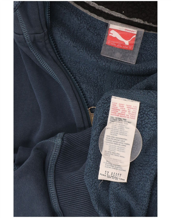 Puma Mens Zip Hoodie Sweater Small Blue Cotton