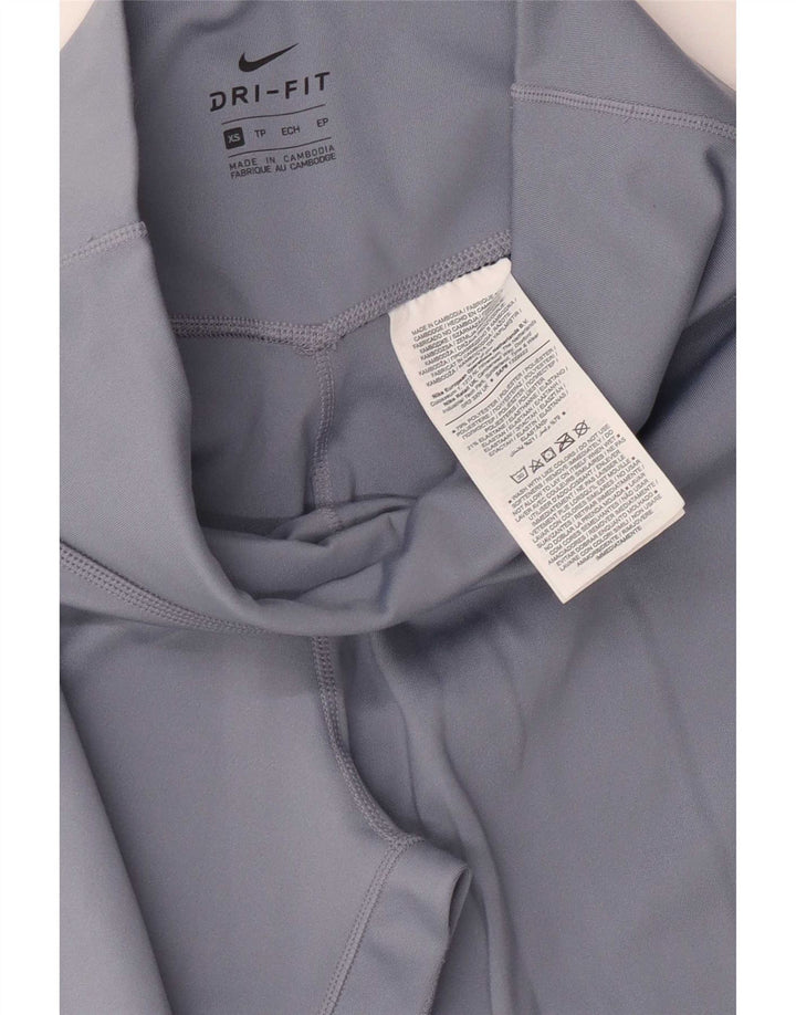 Nike Womens Dri Fit Leggings UK 4 XS Blue Polyester