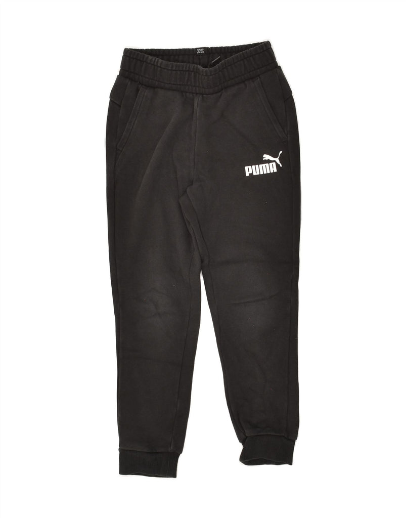 PUMA Boys Graphic Tracksuit Trousers Joggers 9-10 Years Black | Vintage Puma | Thrift | Second-Hand Puma | Used Clothing | Messina Hembry 