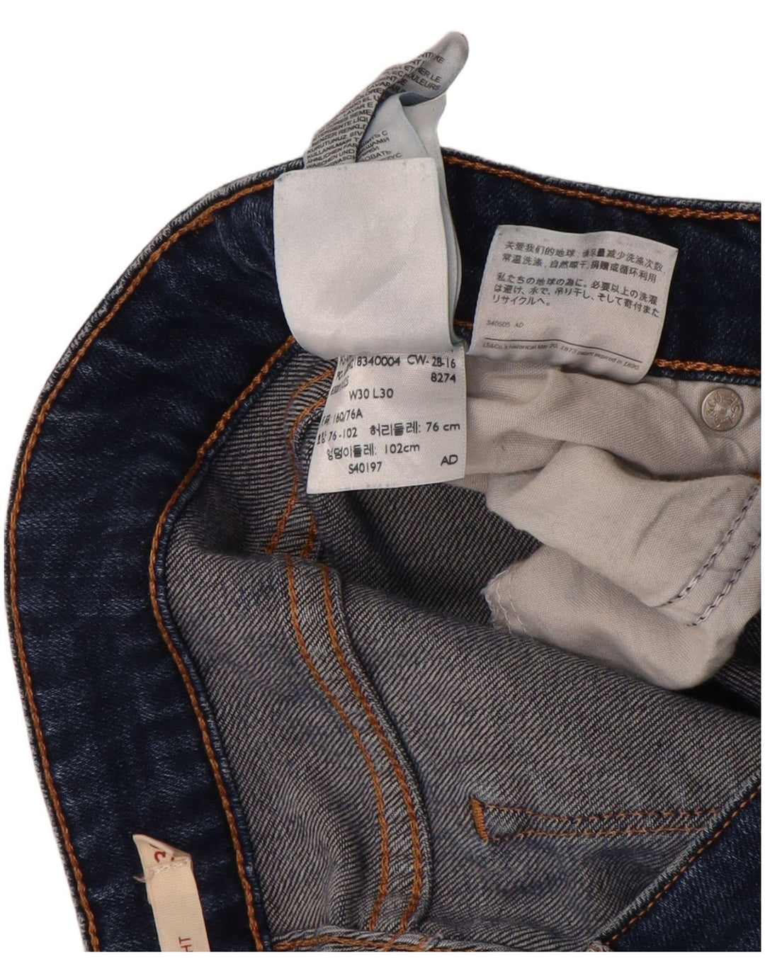 Levi's Womens 714 Straight Jeans W30 L30 Blue Cotton