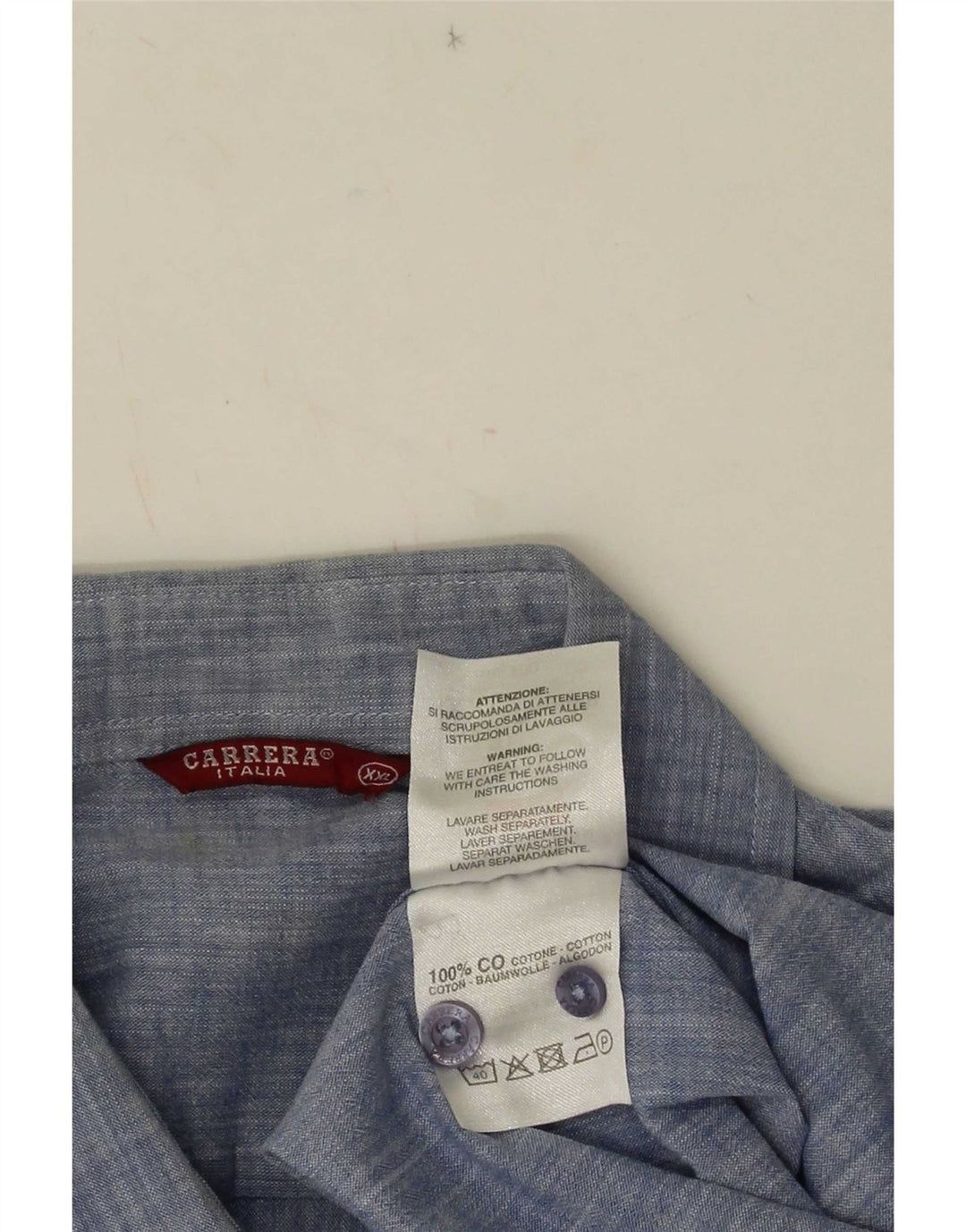 Carrera Mens Short Sleeve Shirt 2XL Blue Cotton