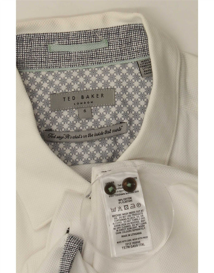 Ted Baker Mens Short Sleeve Shirt Size 6 2XL White Cotton