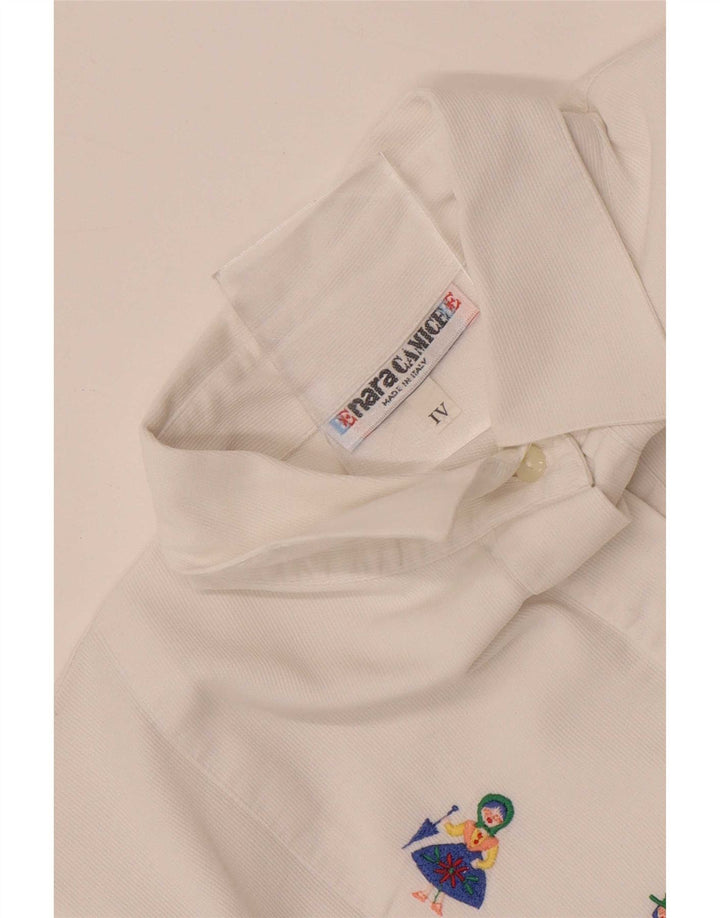 Naracamicee Womens Graphic Shirt Blouse UK 14 Medium White Ethnic
